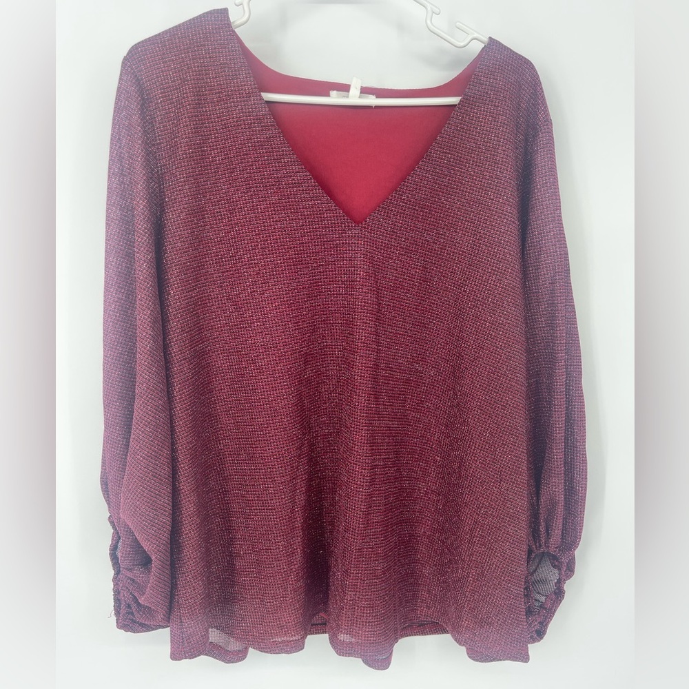 Maurices Burgundy V-Neck Blouse